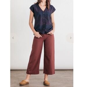 Bridge & Burn Gladstone Wide Leg Pants Linen Cotton Cropped Size 29
